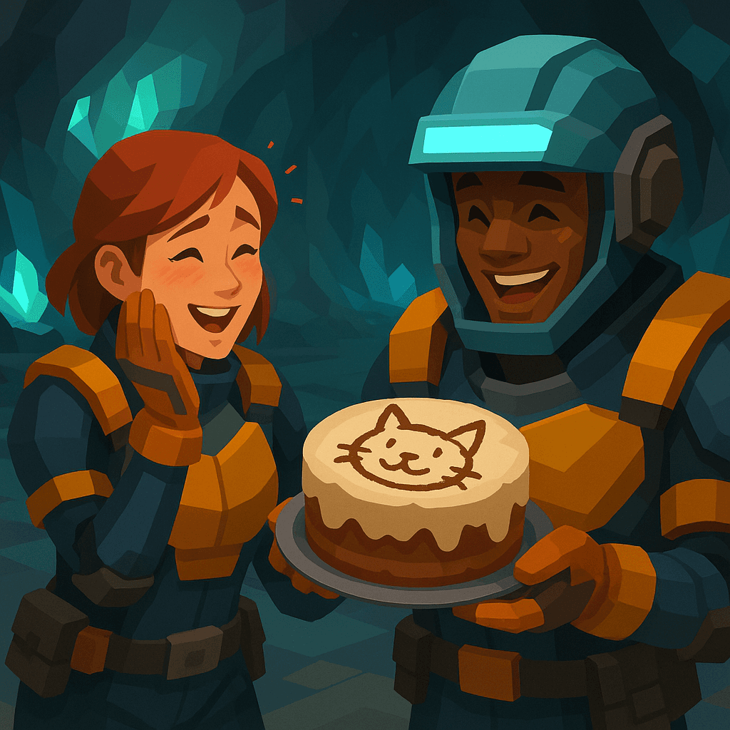 Ilustración de Star Descent con el sistema de cuevas alienígena